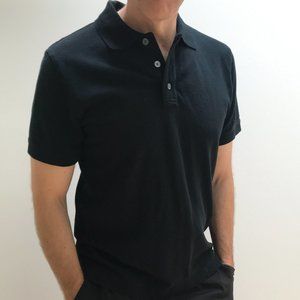 BR men's black pique polo shirt in size L